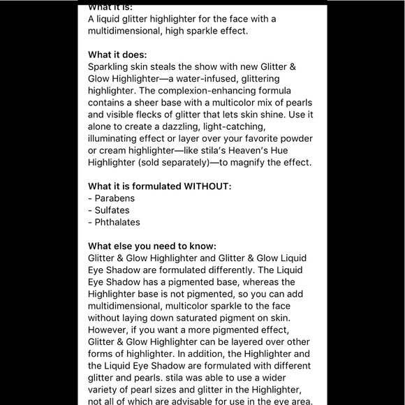 Stila Glitter & Glow highlighter/ Enlumineur 6 ml - Picture 4 of 8